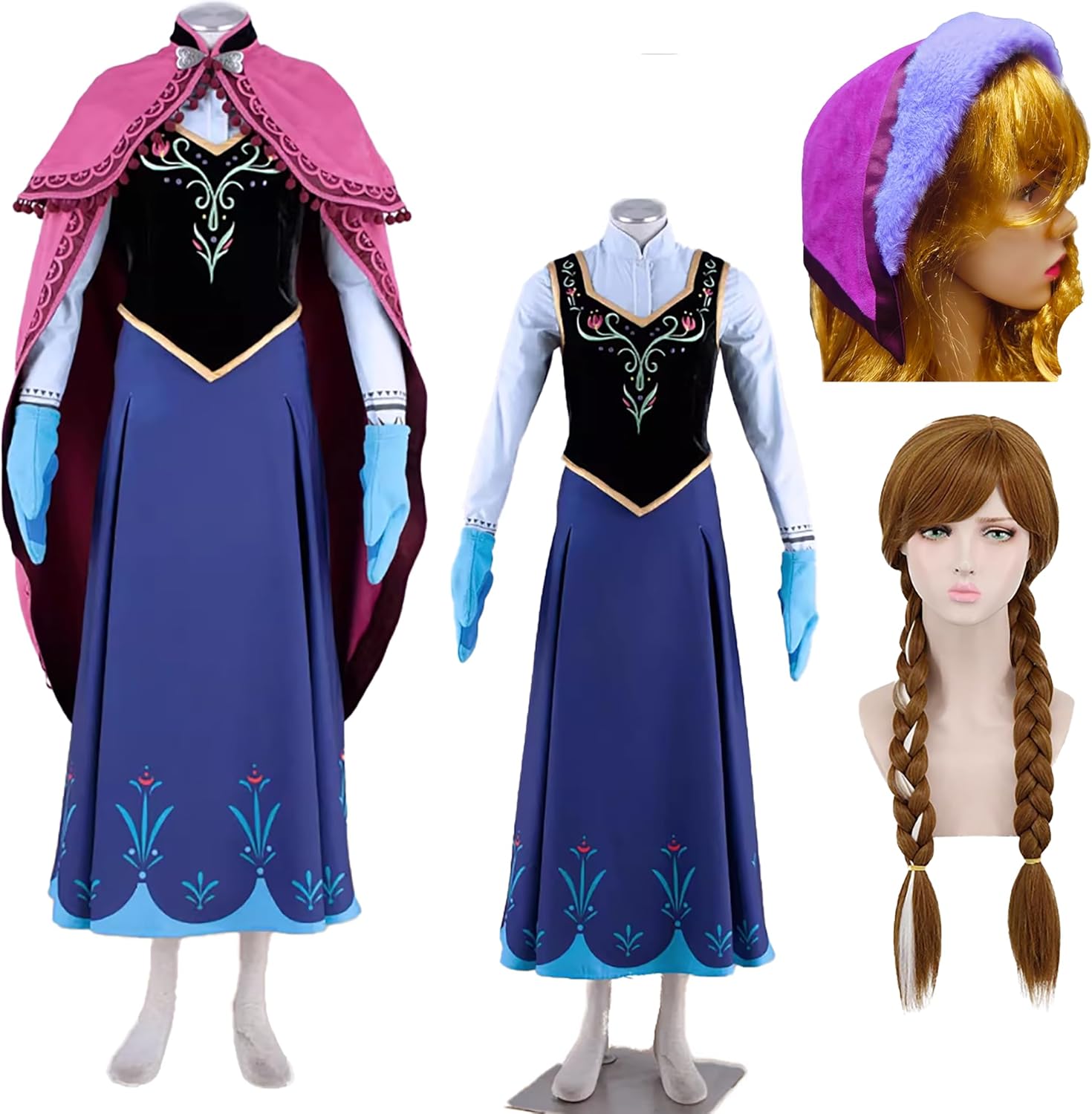 mvivm] 【スイカ コス】アナ 雪 雪山アナ ドレス コスプレ 衣装 帽子+